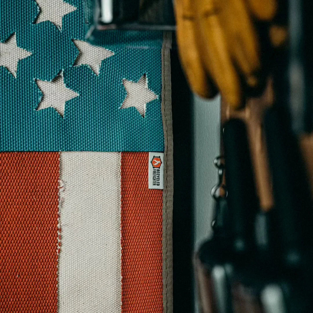 Recycled Firefighter American Flag - Fire Hose & Arid Border