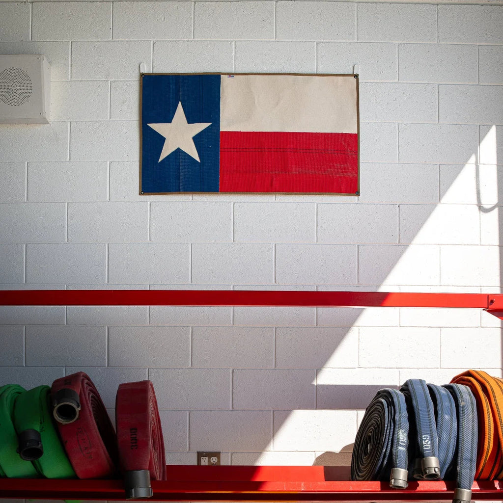 Recycled Firefighter American Flag - Fire Hose - Texas State