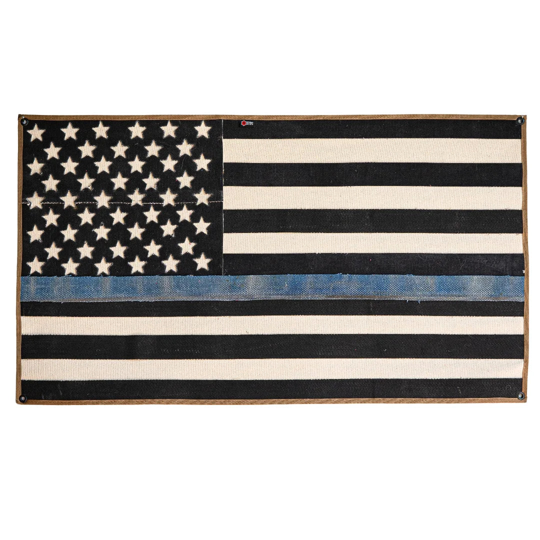 Recycled Firefighter American Flag - Fire Hose - Thin Blue Line