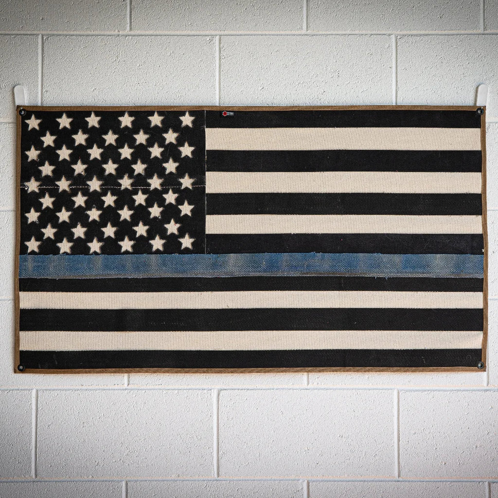 Recycled Firefighter American Flag - Fire Hose - Thin Blue Line
