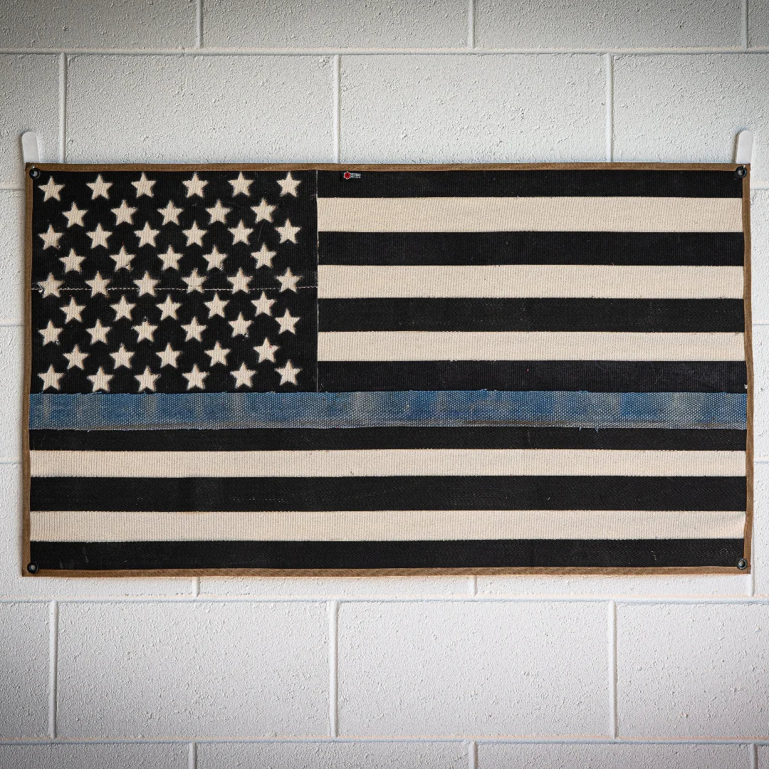 Recycled Firefighter American Flag - Fire Hose - Thin Blue Line