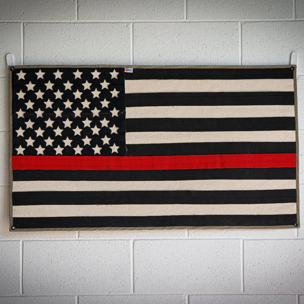 Recycled Firefighter American Flag - Fire Hose - Thin Red Line