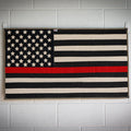 Recycled Firefighter American Flag - Fire Hose - Thin Red Line