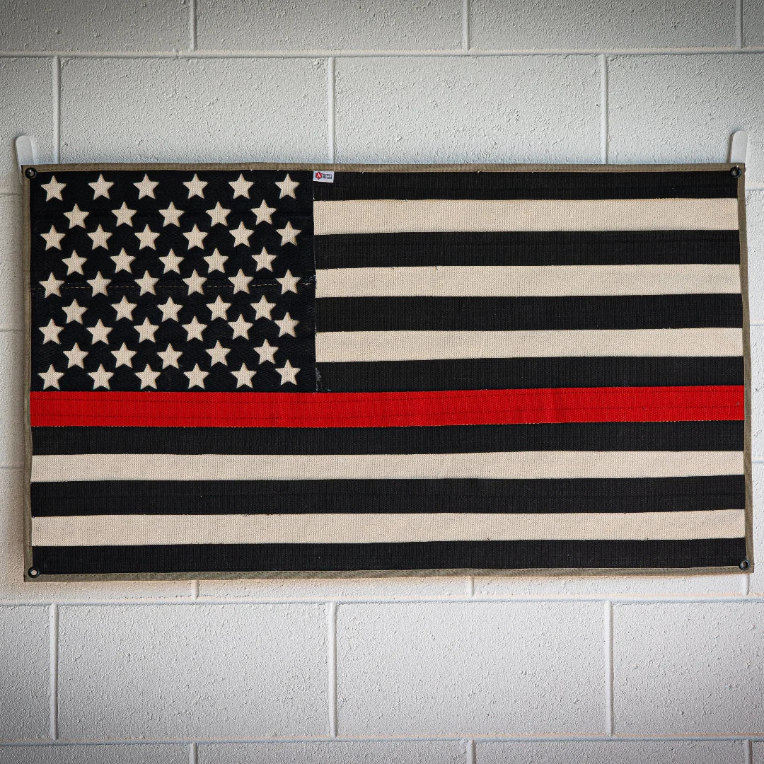 Recycled Firefighter American Flag - Fire Hose - Thin Red Line