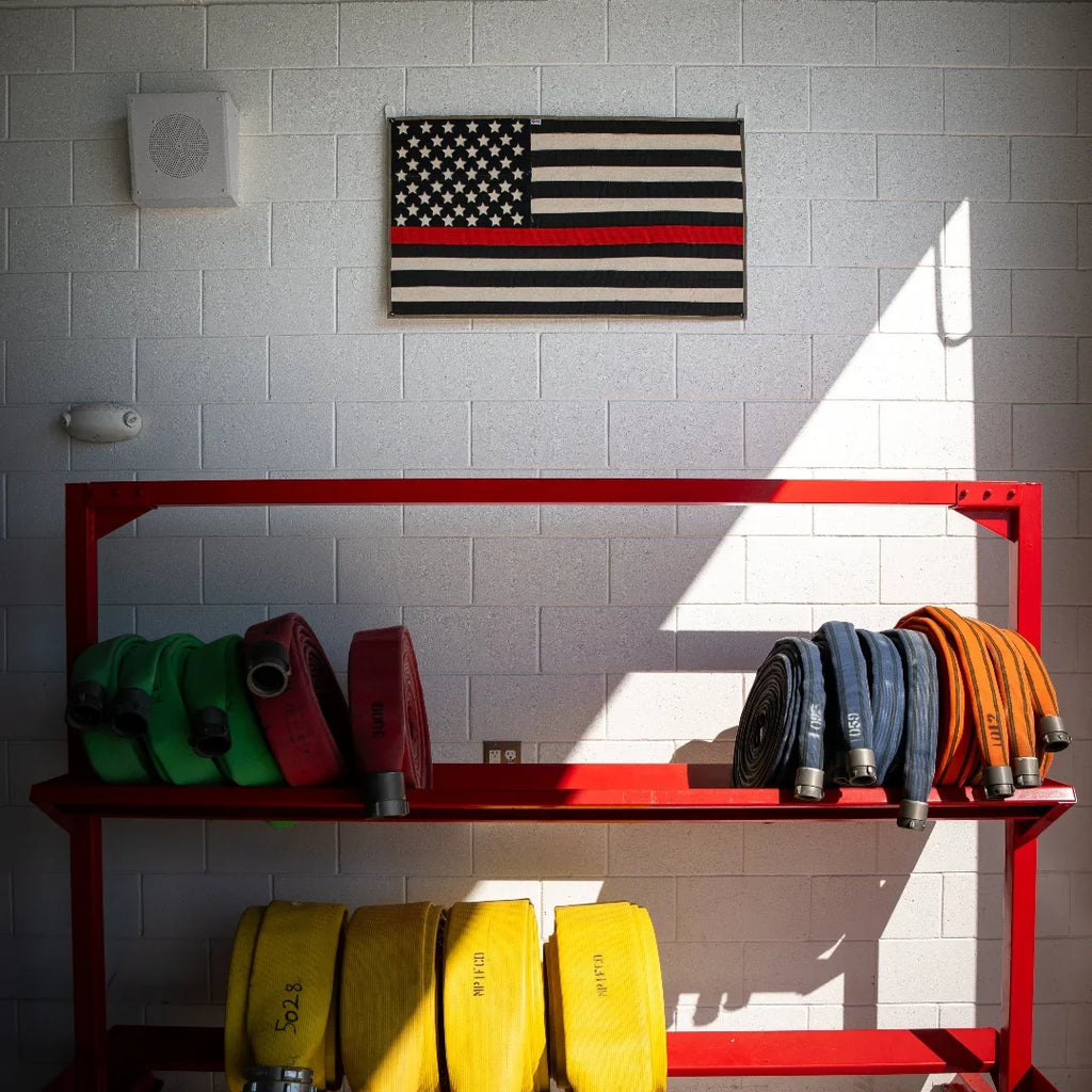 Recycled Firefighter American Flag - Fire Hose - Thin Red Line