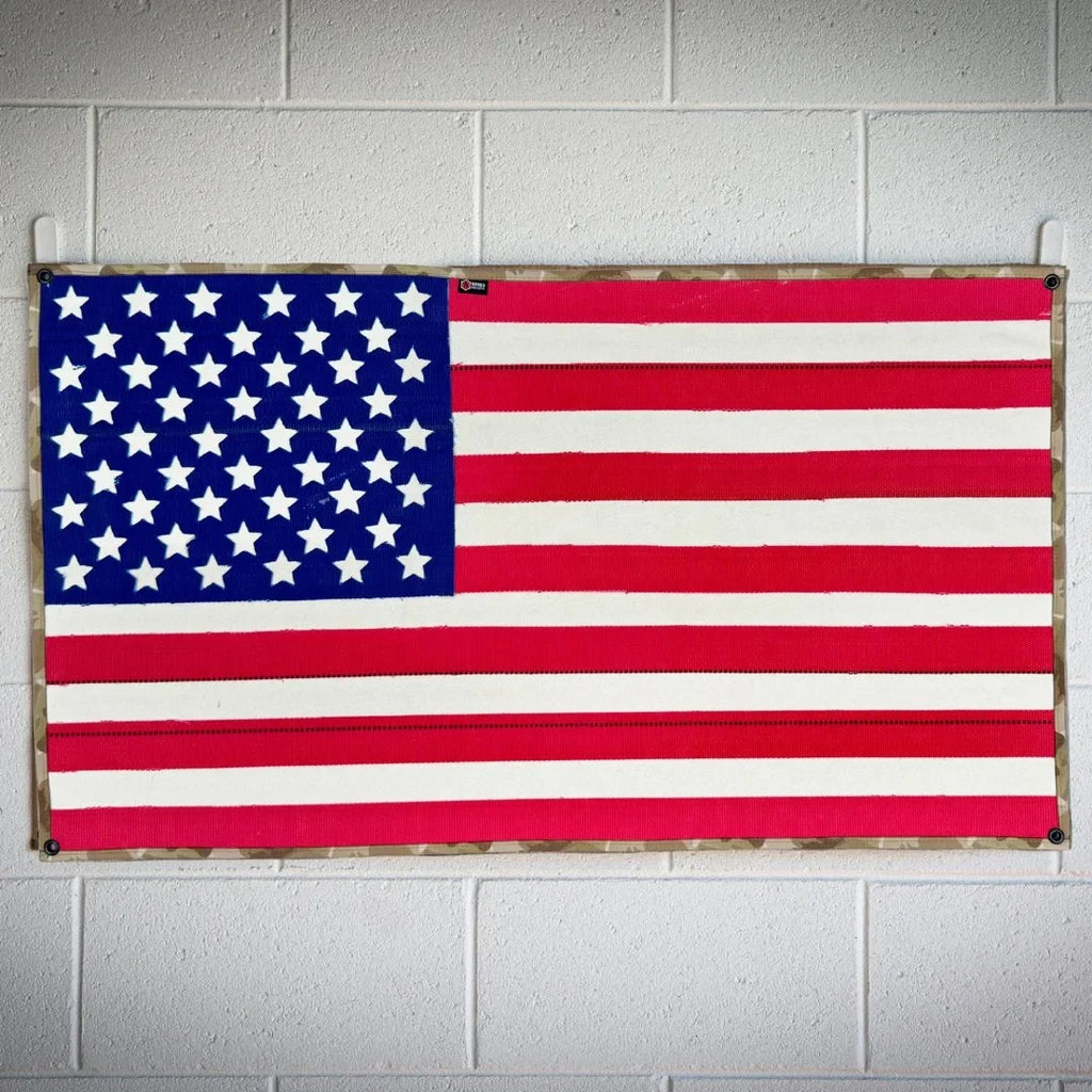 Recycled Firefighter American Flag - Fire Hose & Arid Border