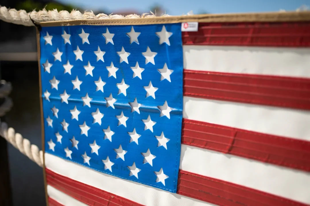 Recycled Firefighter American Flag - Rubber Fire Hose - Waterproof
