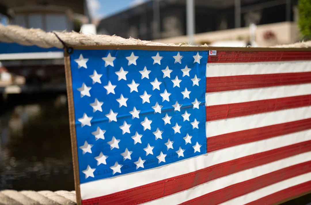 Recycled Firefighter American Flag - Rubber Fire Hose - Waterproof