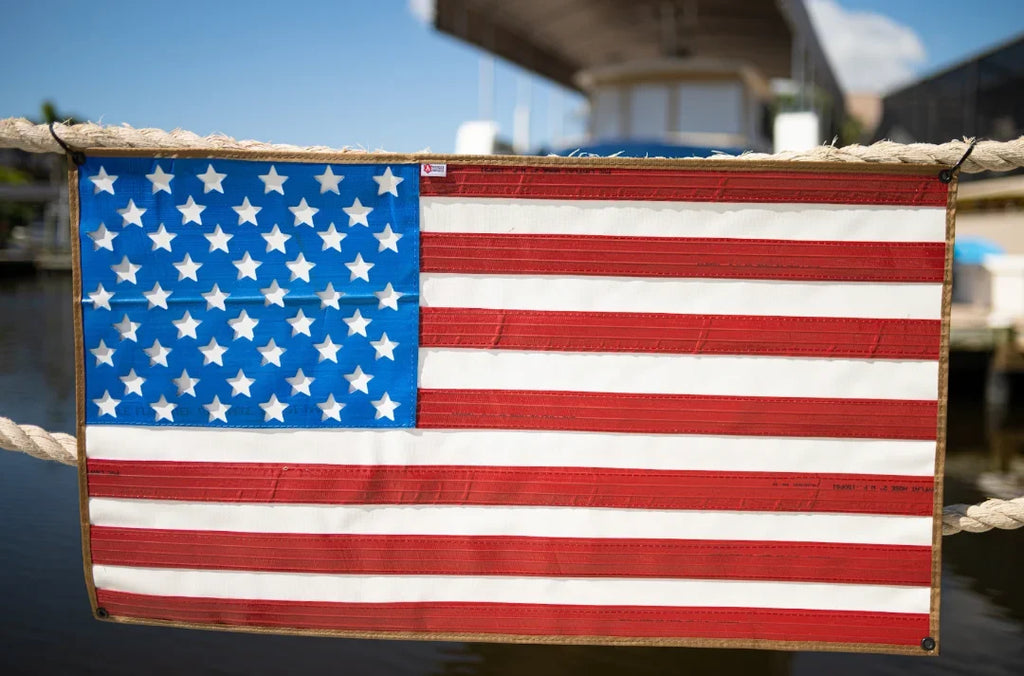 Recycled Firefighter American Flag - Rubber Fire Hose - Waterproof