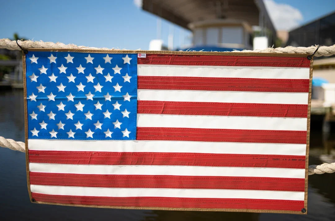 Recycled Firefighter American Flag - Rubber Fire Hose - Waterproof
