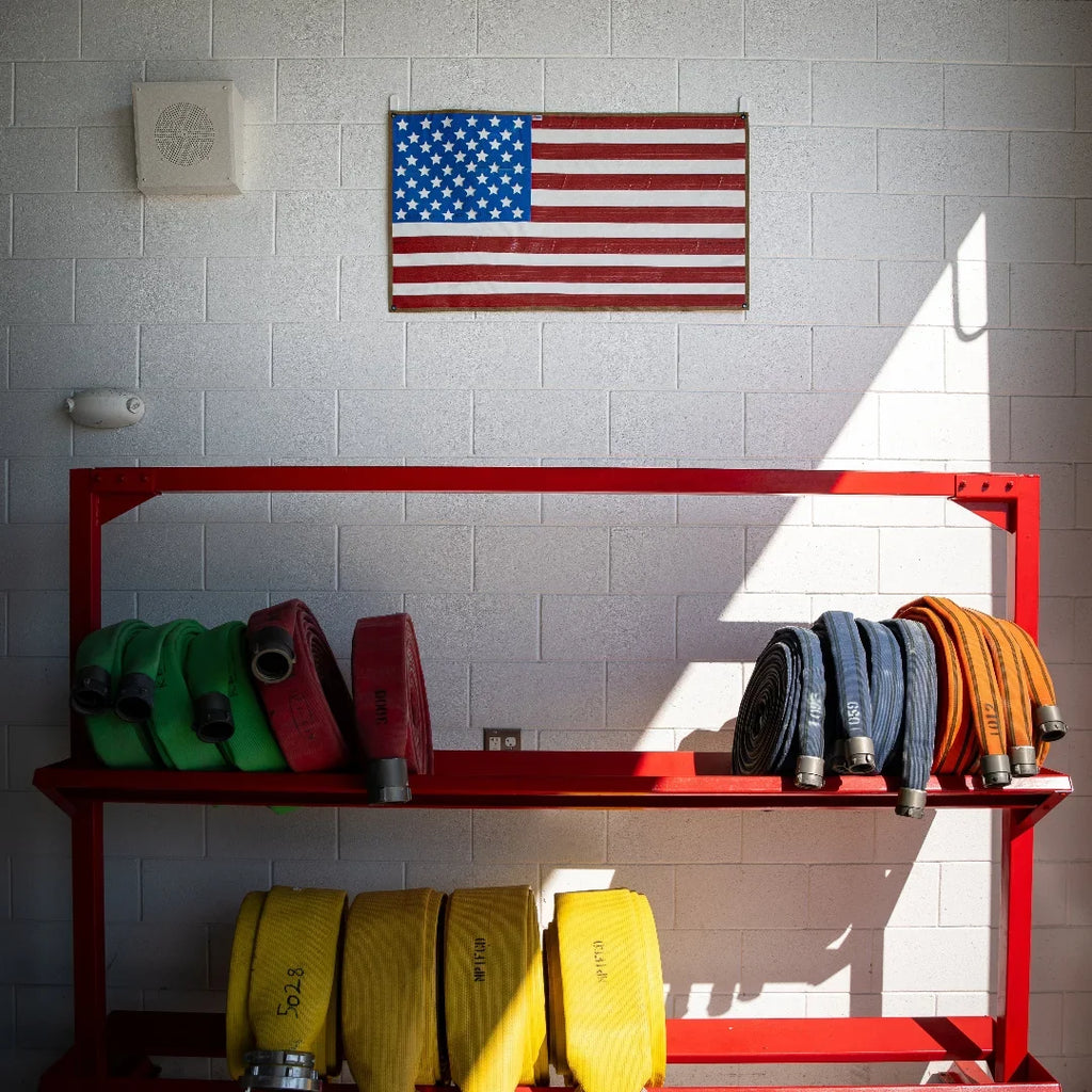 Recycled Firefighter American Flag - Rubber Fire Hose - Waterproof