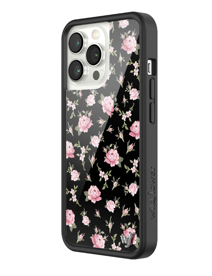 Wildflower Black and Pink Floral iPhone Case
