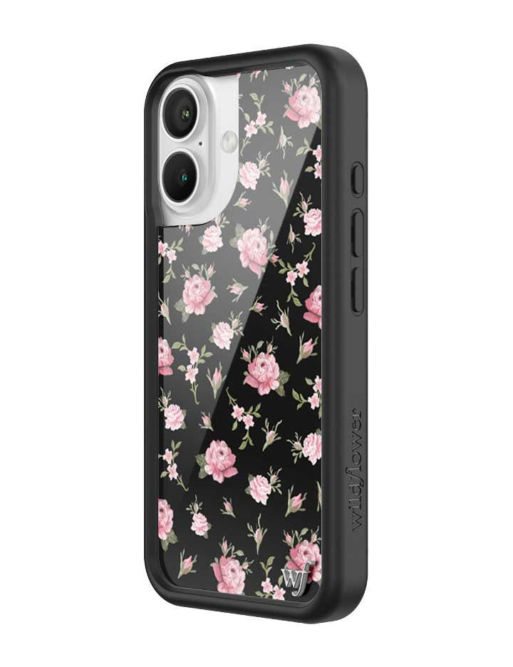 Wildflower Black and Pink Floral iPhone Case
