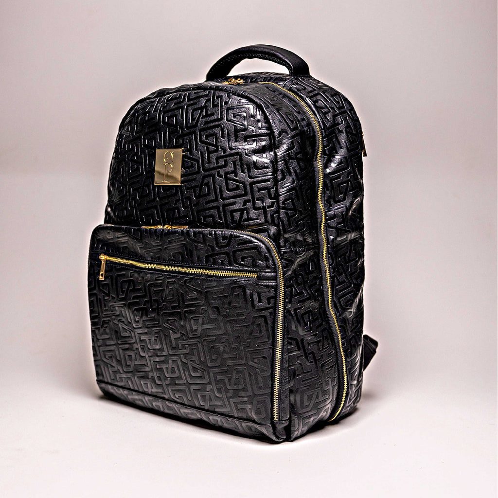 Black Monogram Leather Commuter Bag