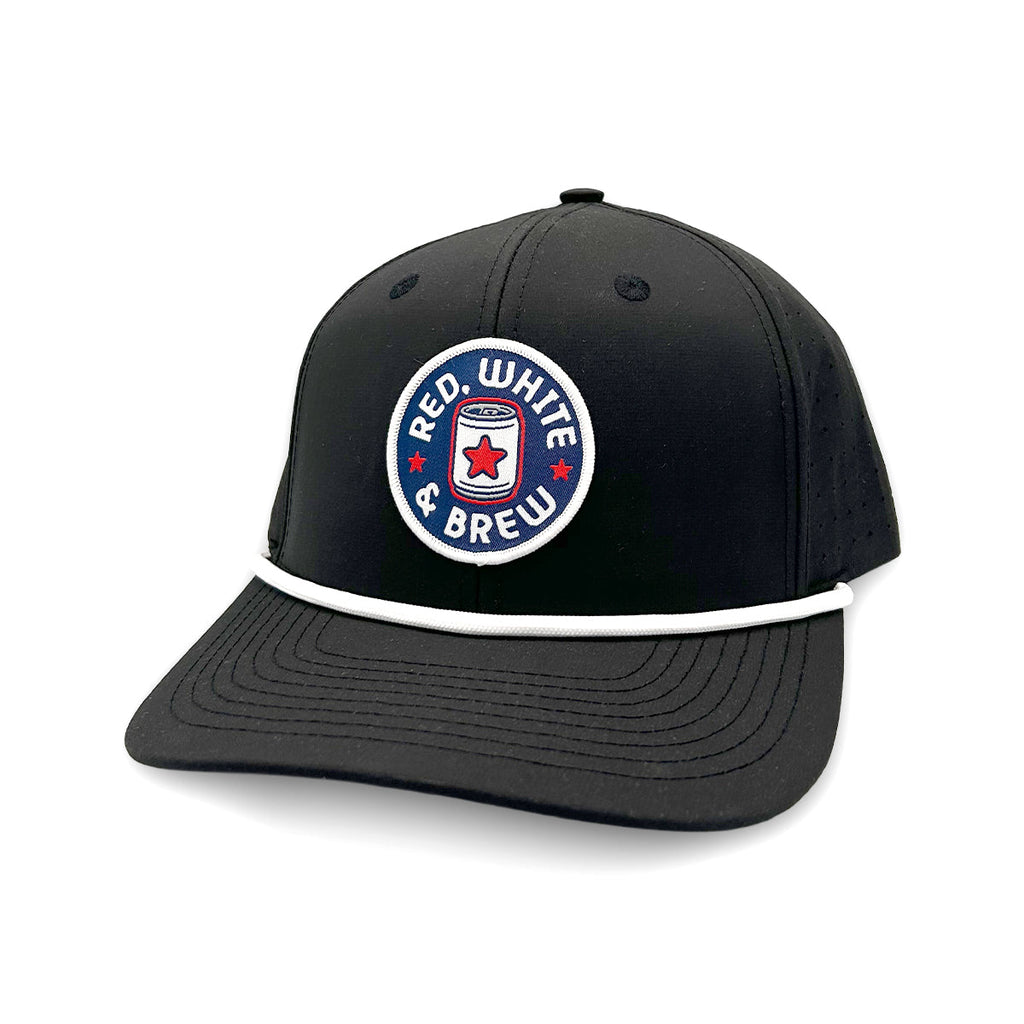 Red White and Brew Funny Patriotic Trucker Hat – Woven Patch Snapback