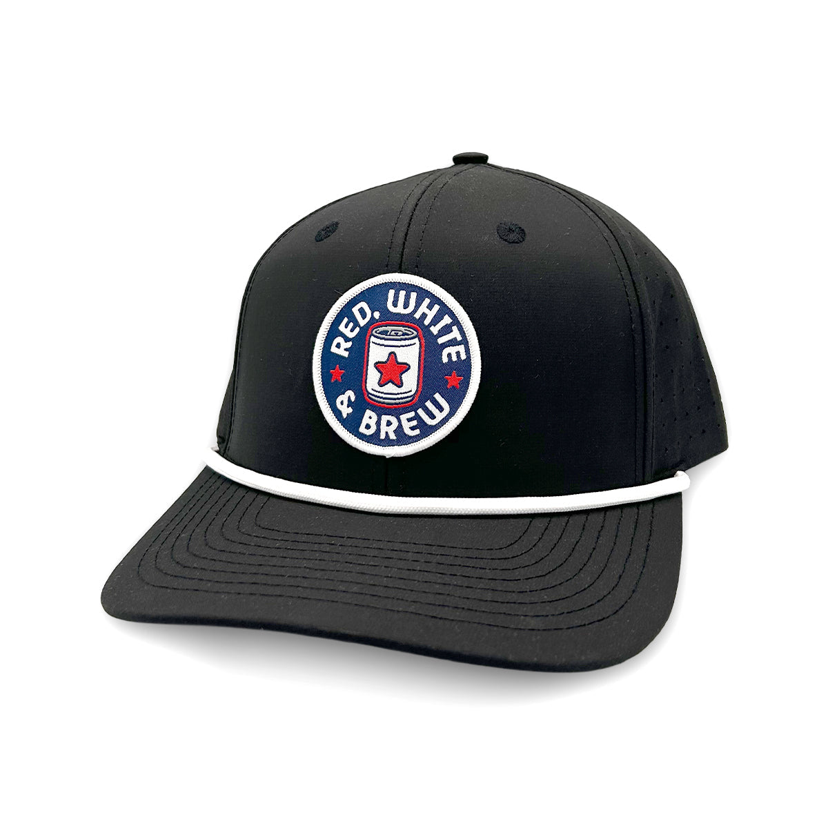 Red White and Brew Funny Patriotic Trucker Hat – Woven Patch Snapback