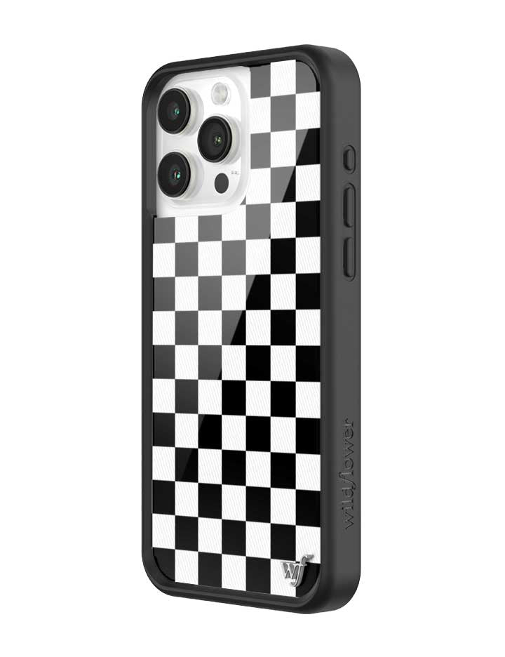 Wildflower Checkers | Black iPhone Case