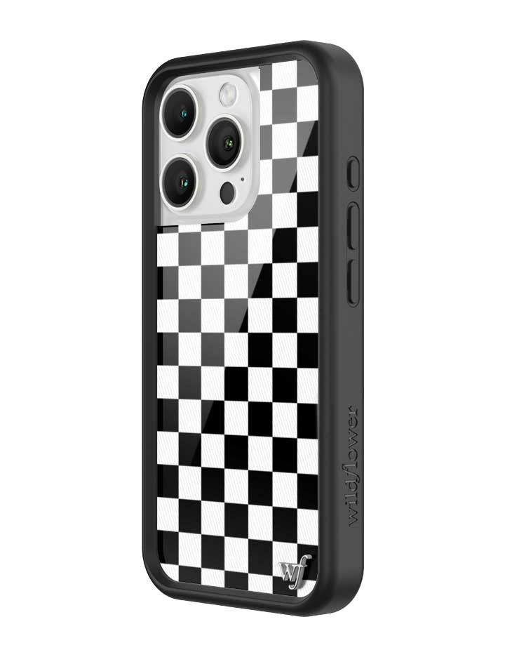Wildflower Checkers | Black iPhone Case