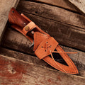 Custom Handmade Small Hunting Knife with Damascus Steel Blade