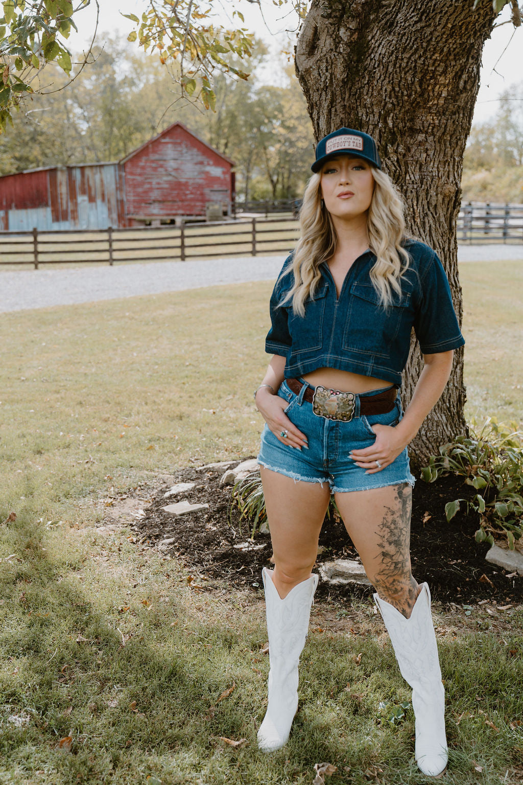 Put it on my Cowboys Tab Embroidered Patch on Denim Structured Trucker Hat