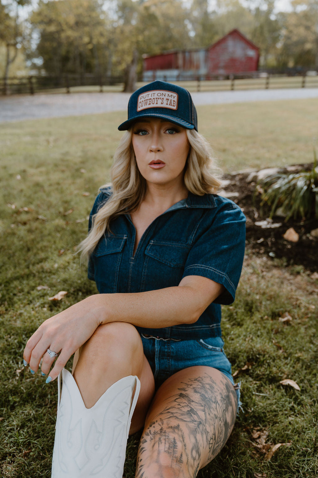 Put it on my Cowboys Tab Embroidered Patch on Denim Structured Trucker Hat