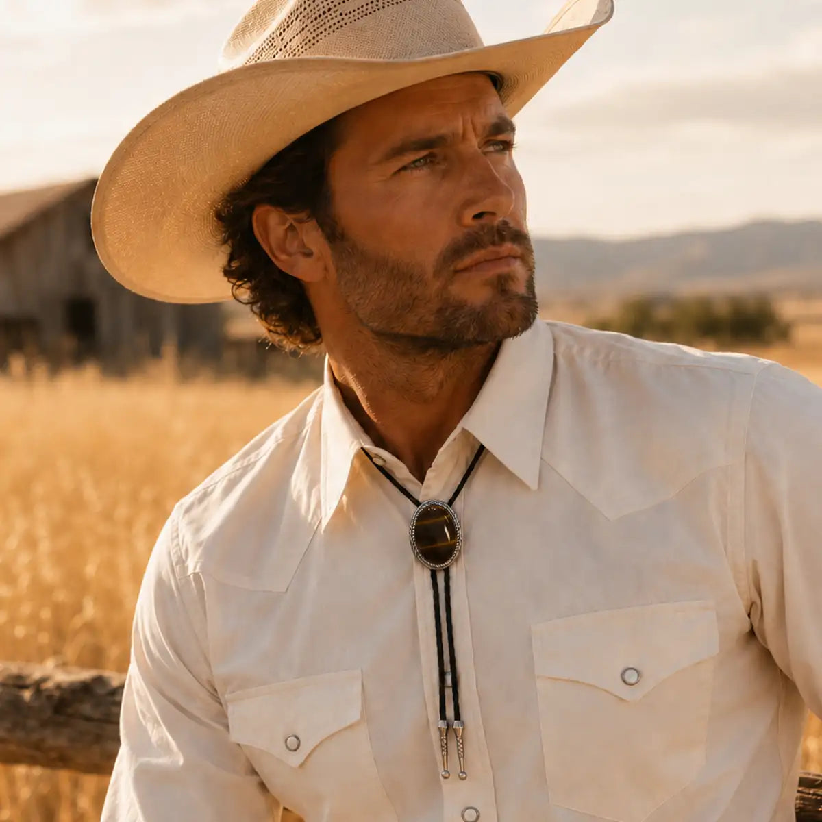 Deadwood Frontier Oval (Tiger's Eye) - Bolo Tie