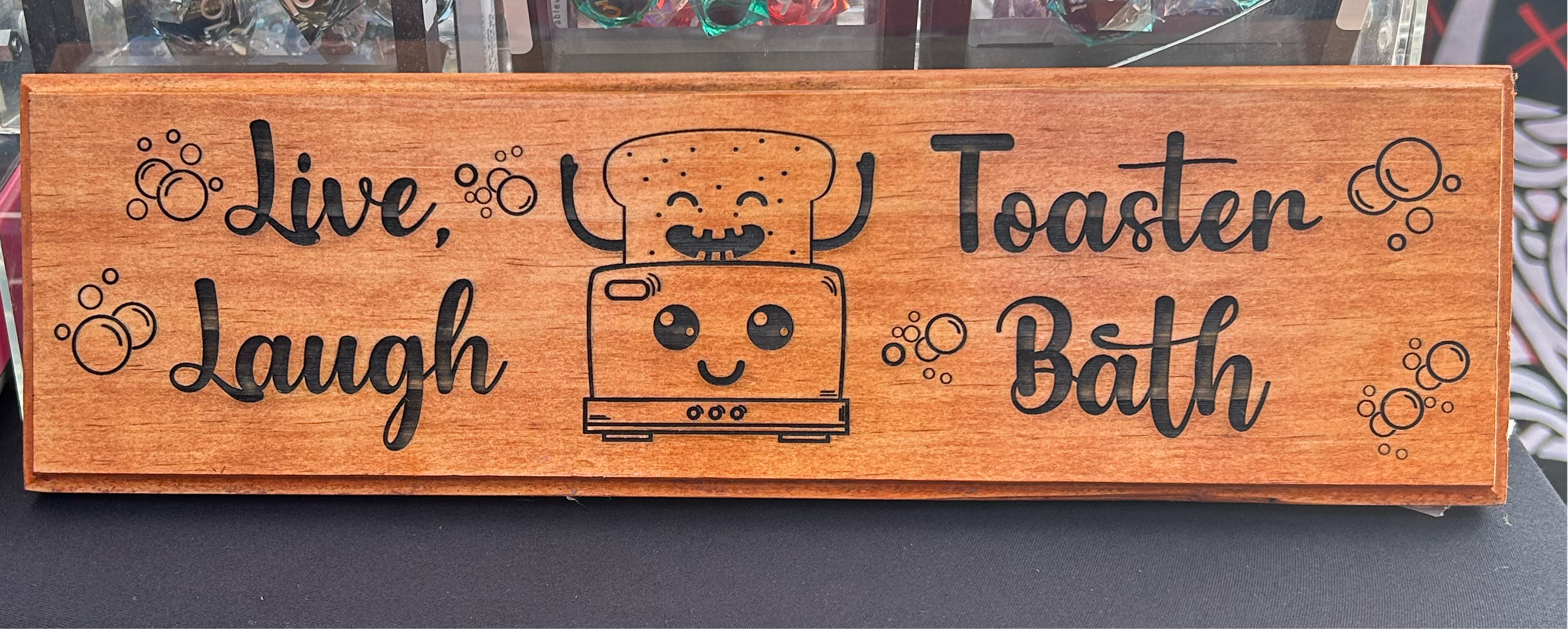 Live, Laugh, Toaster Bath Handmade Plaque