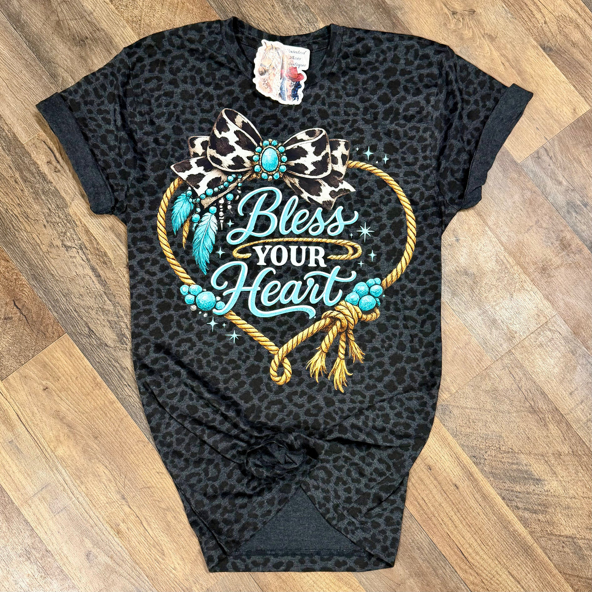 Bless Your Heart Black Leopard T-Shirt by Painted Aces