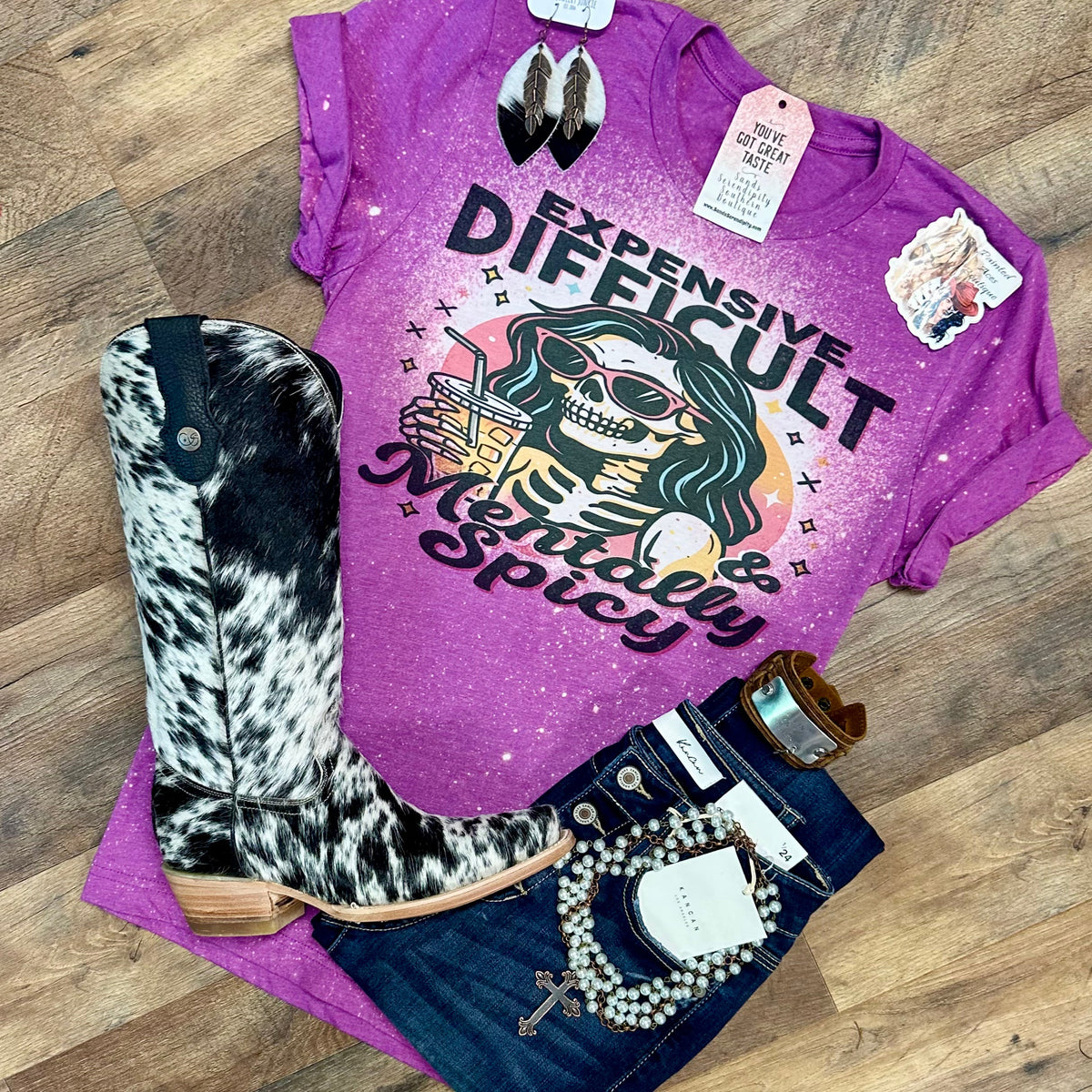 Expensive Difficult & Mentally Spicy Funny Women's Tee by Painted Aces