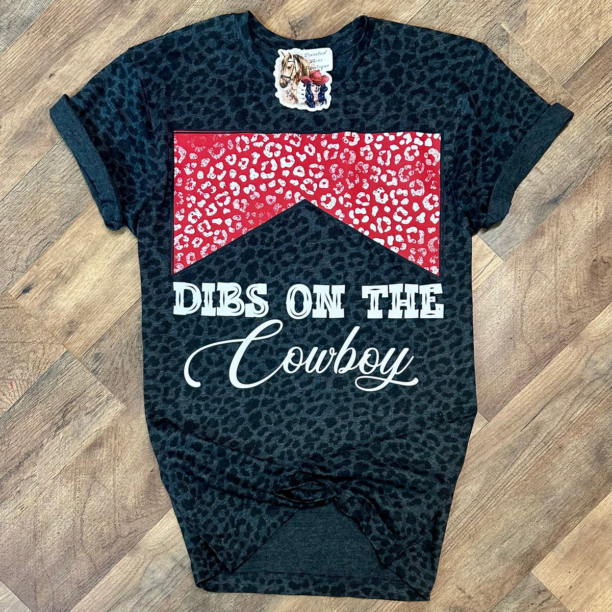 Leopard Dibs On The Cowboy Women's Tee by Painted Aces