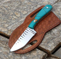 Handmade Cowboy Knife – 8" Rasp Tool Steel Blade with Resin Handle & Leather Sheath