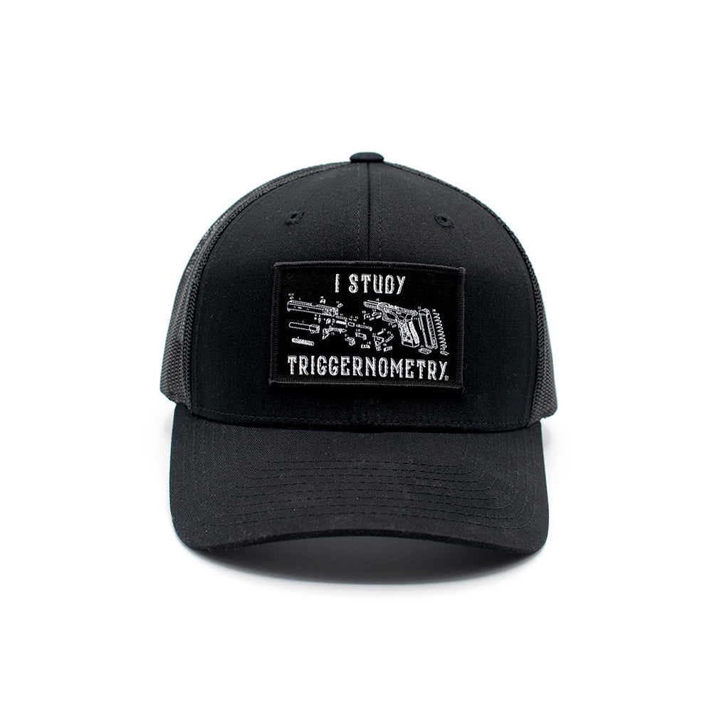 I Study Triggernometry Funny Gun Trucker Hat – Woven Patch Snapback