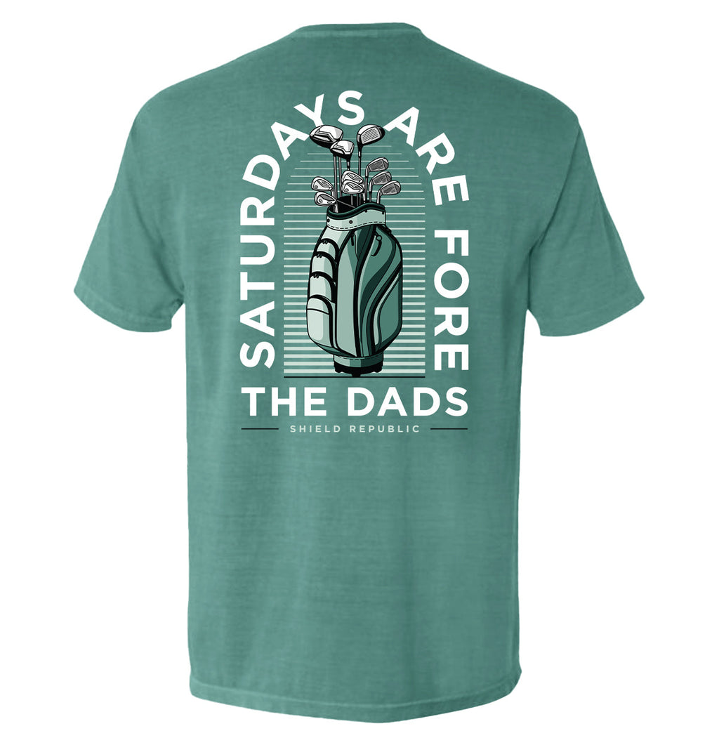 Saturdays Are For The Dads Funny Golf T-Shirt – Green