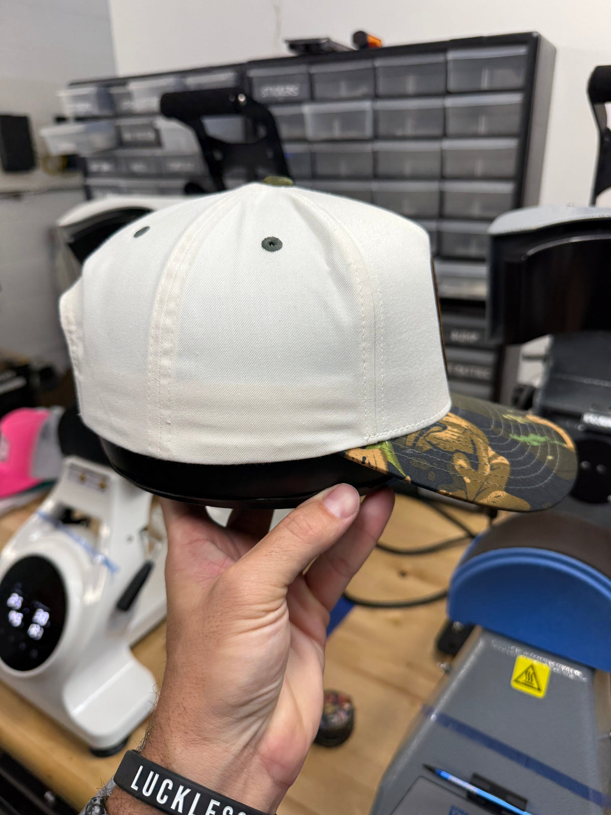 Lines & Dimes | Camo Leather Patch Snapback