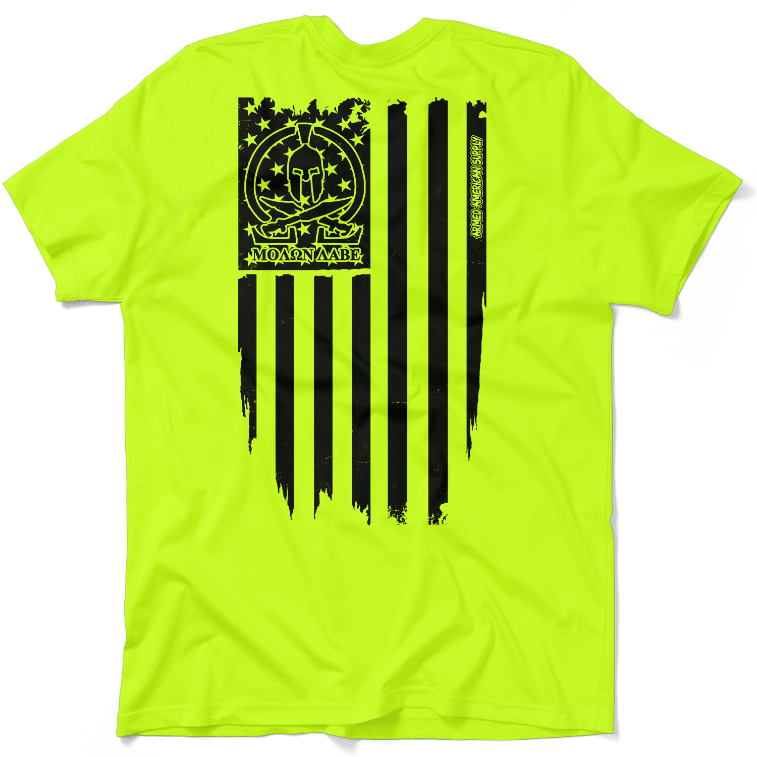 Molon Labe Ghost Flag - Safety Yellow T-Shirt