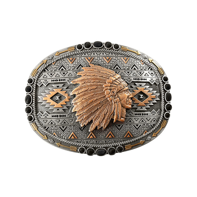 Nocona Indian Chief Motif - Belt Buckle