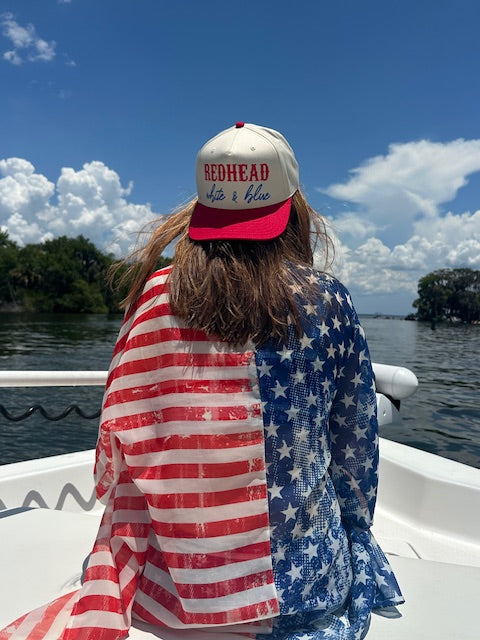 Red, White & Hair Color Snapback Hat