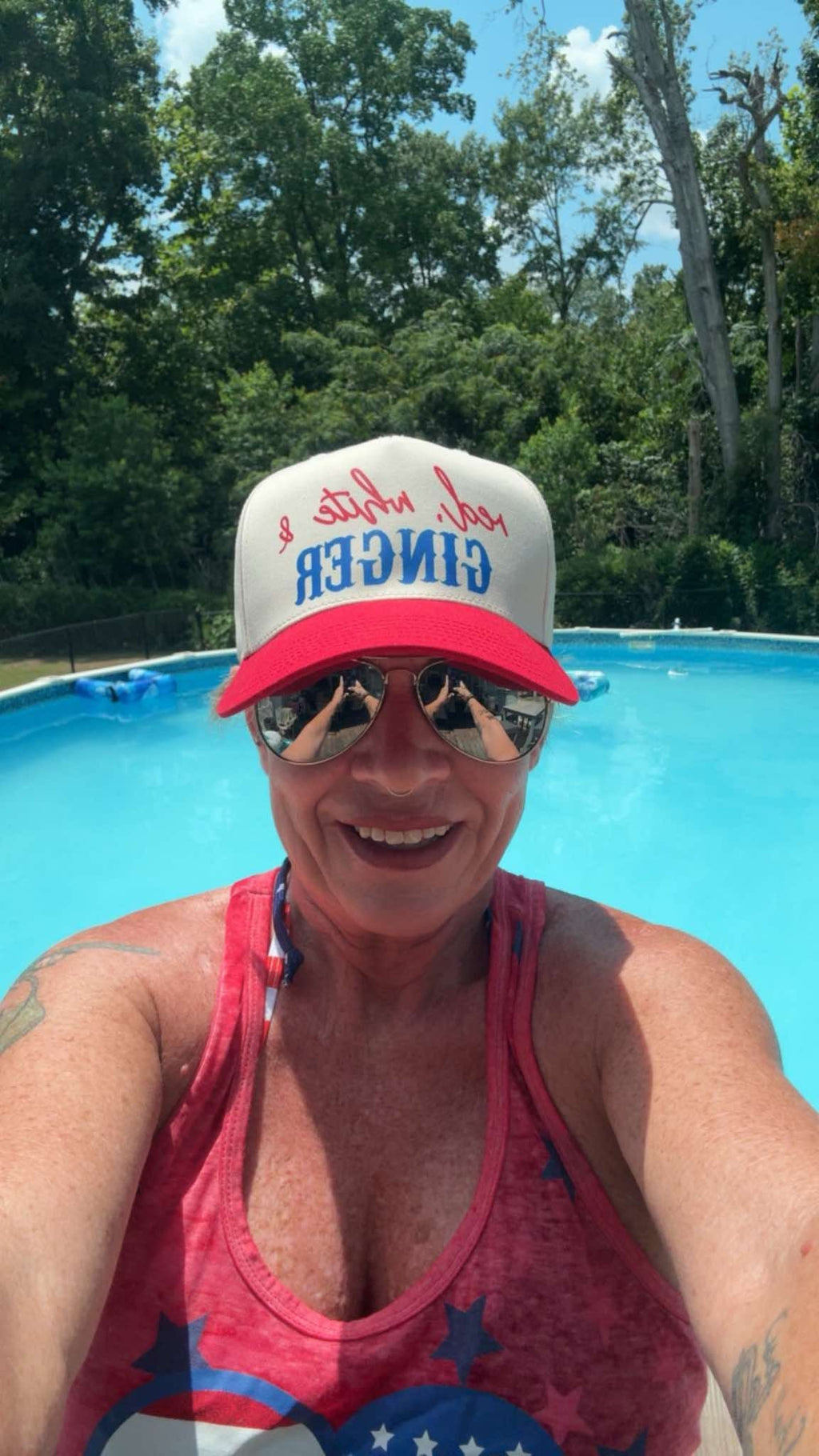 Red, White & Hair Color Snapback Hat