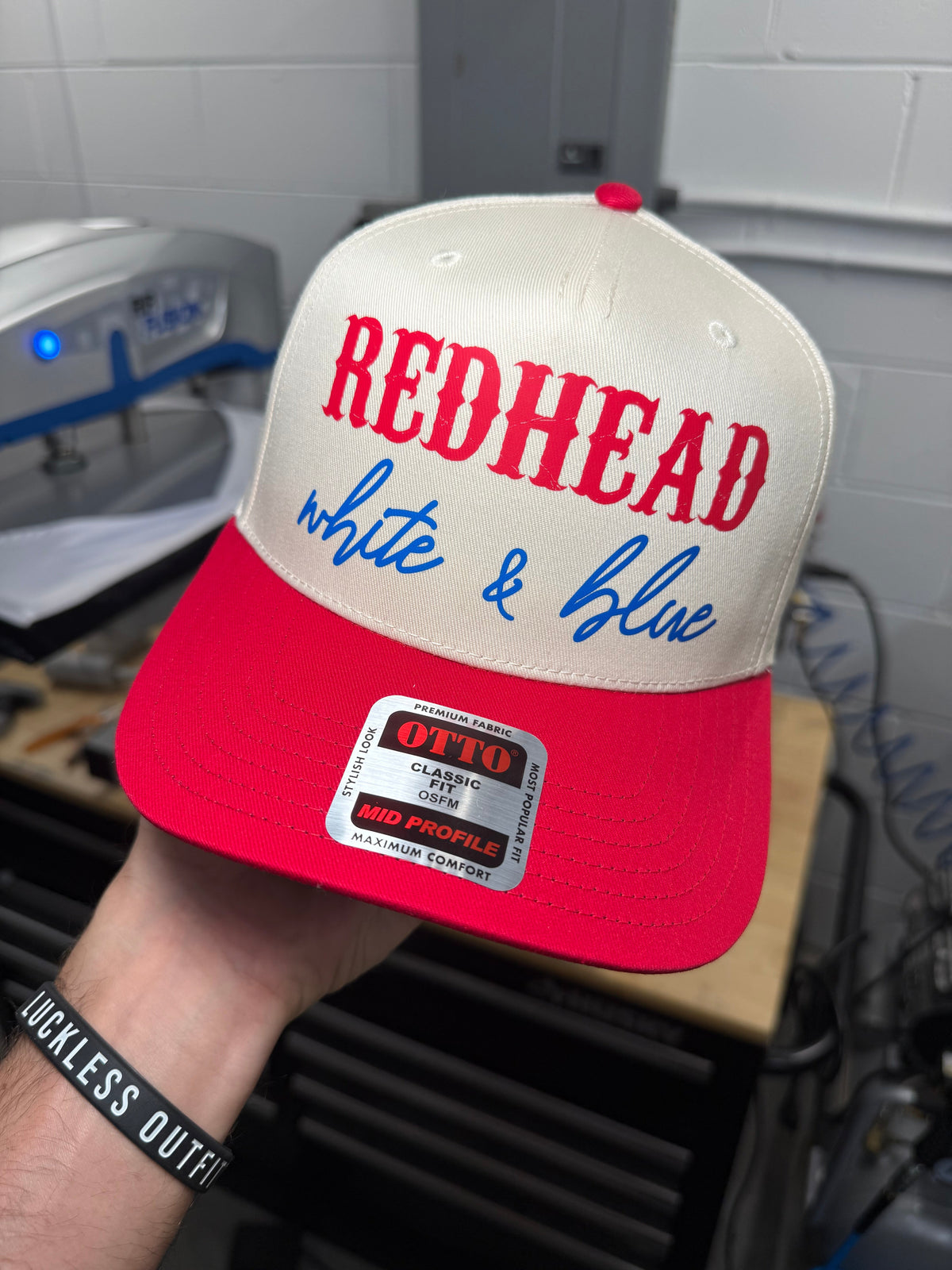 Red, White & Hair Color Snapback Hat