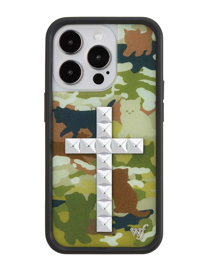 Wildflower Stud Cross Cat Camo iPhone Case
