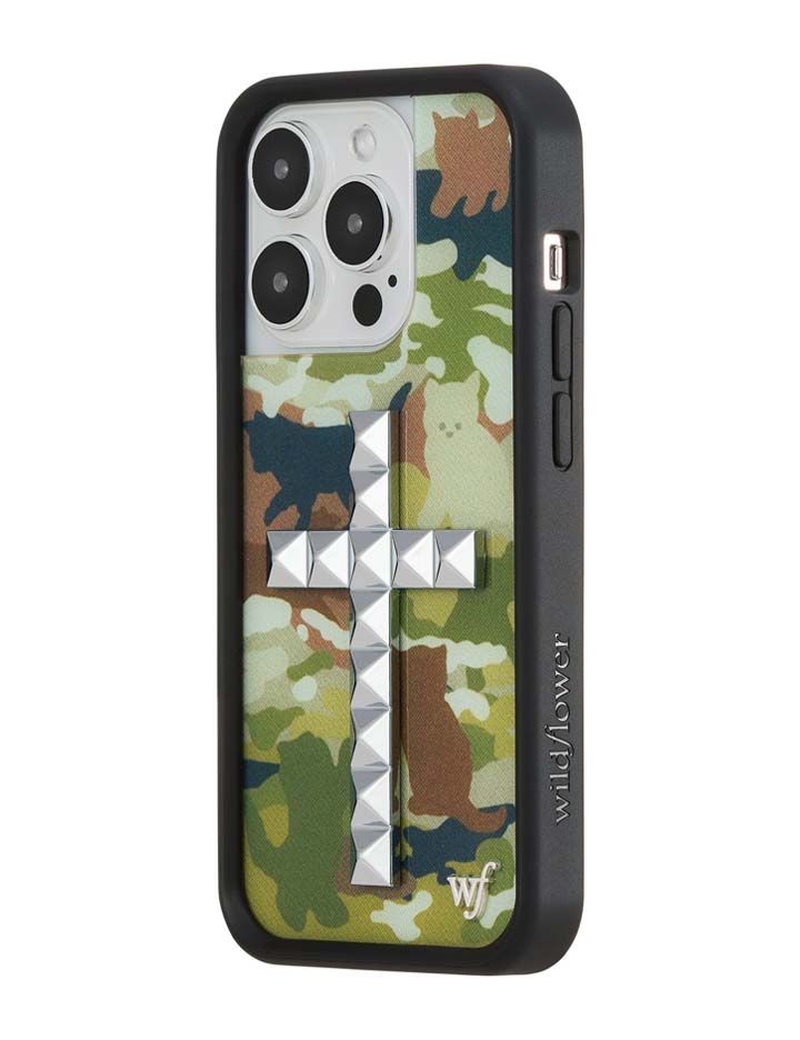 Wildflower Stud Cross Cat Camo iPhone Case