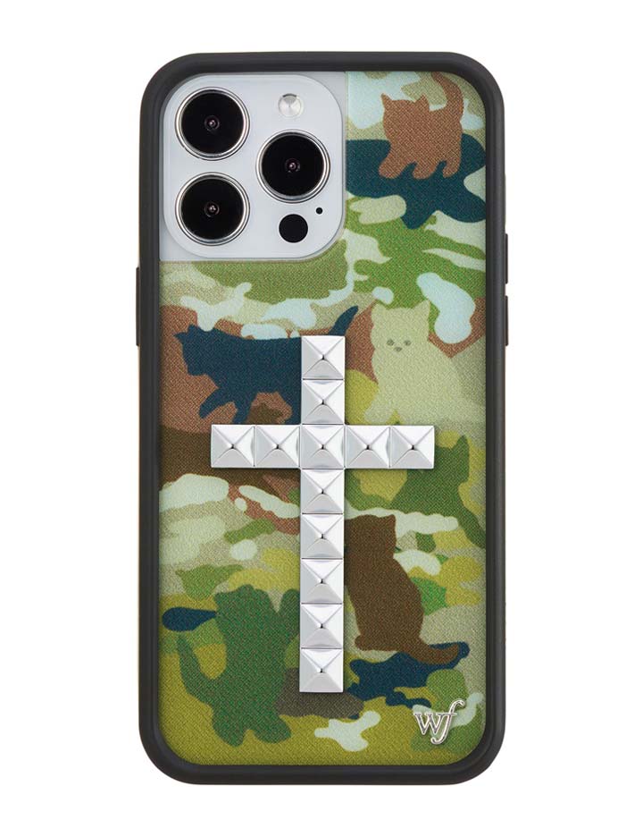 Wildflower Stud Cross Cat Camo iPhone Case