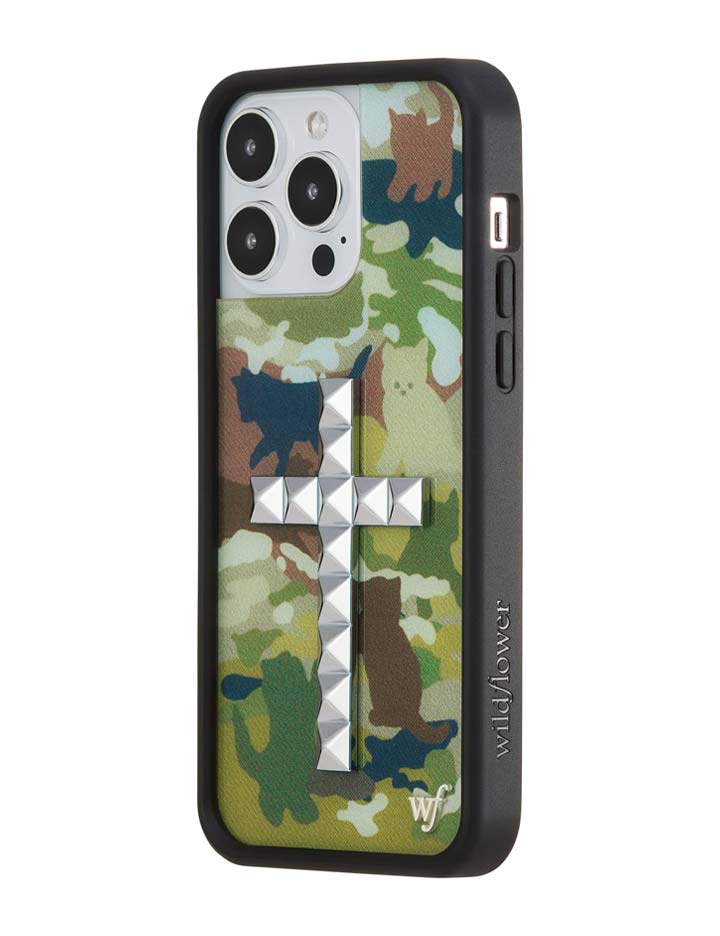 Wildflower Stud Cross Cat Camo iPhone Case