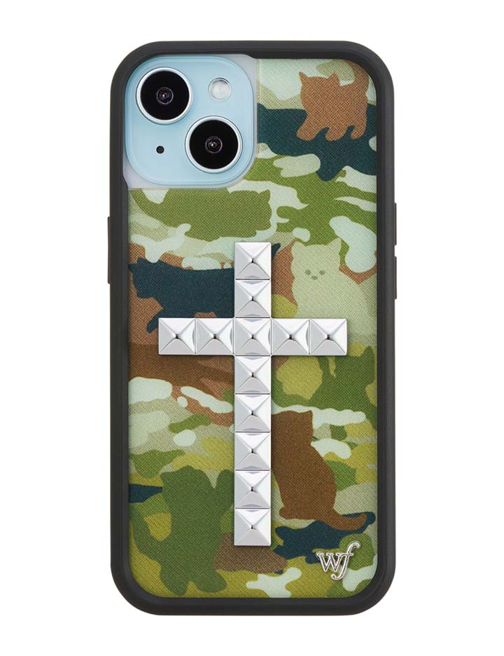 Wildflower Stud Cross Cat Camo iPhone Case