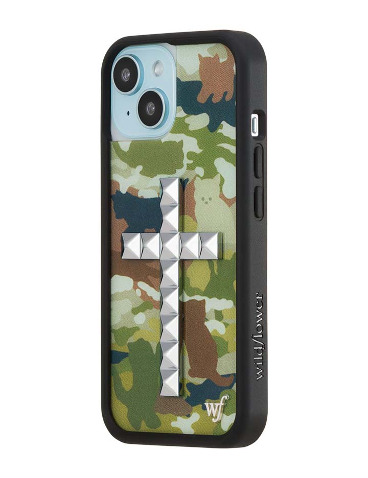 Wildflower Stud Cross Cat Camo iPhone Case