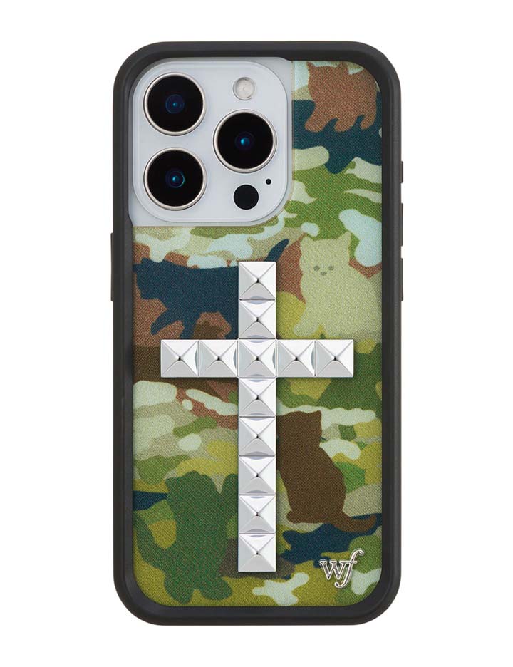 Wildflower Stud Cross Cat Camo iPhone Case