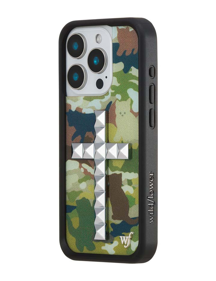 Wildflower Stud Cross Cat Camo iPhone Case
