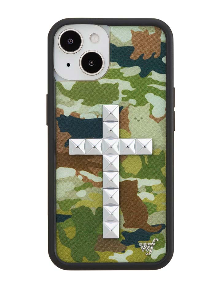 Wildflower Stud Cross Cat Camo iPhone Case