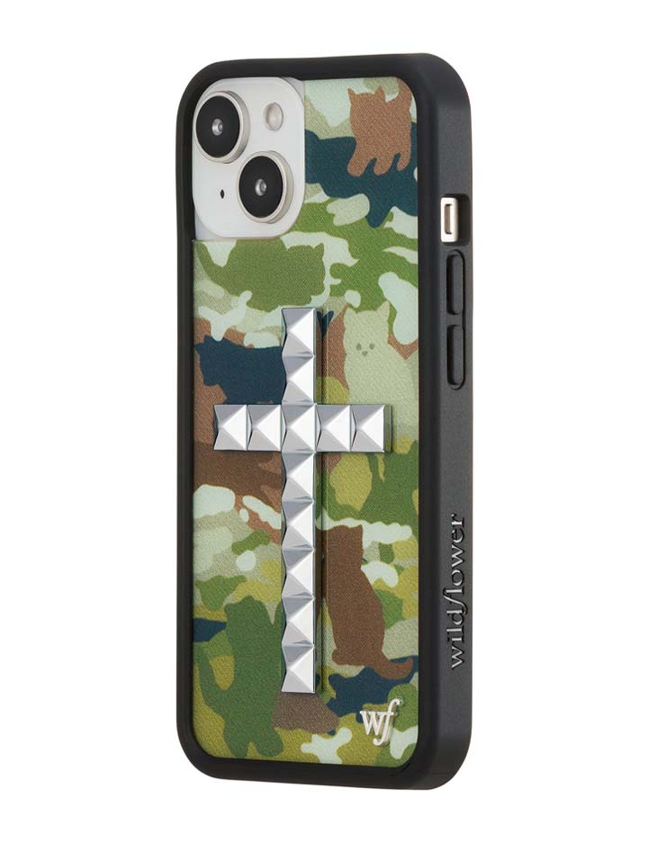 Wildflower Stud Cross Cat Camo iPhone Case