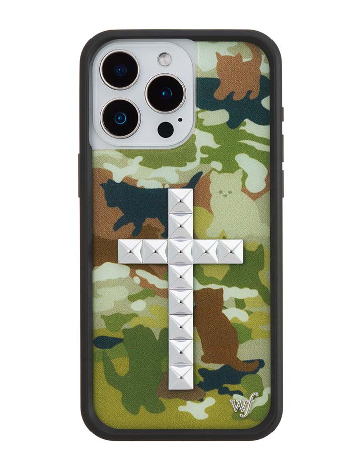 Wildflower Stud Cross Cat Camo iPhone Case